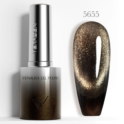 1pc Venalisa 10ml Nail Gel Polish Kit with Soft Texture Round Brush Hema/TPO Free Soak off Sparkle Cat Eye Lacquer Color Palett