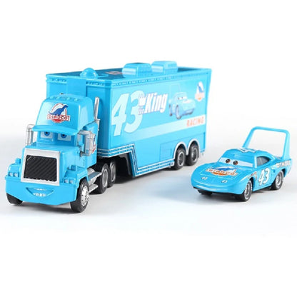 Disney Pixar Cars Number Truck No. 36, 43, 79,82 Lightning McQueen Container Truck Set 1/55 Ratio Die Casting Model Car Toy Gift