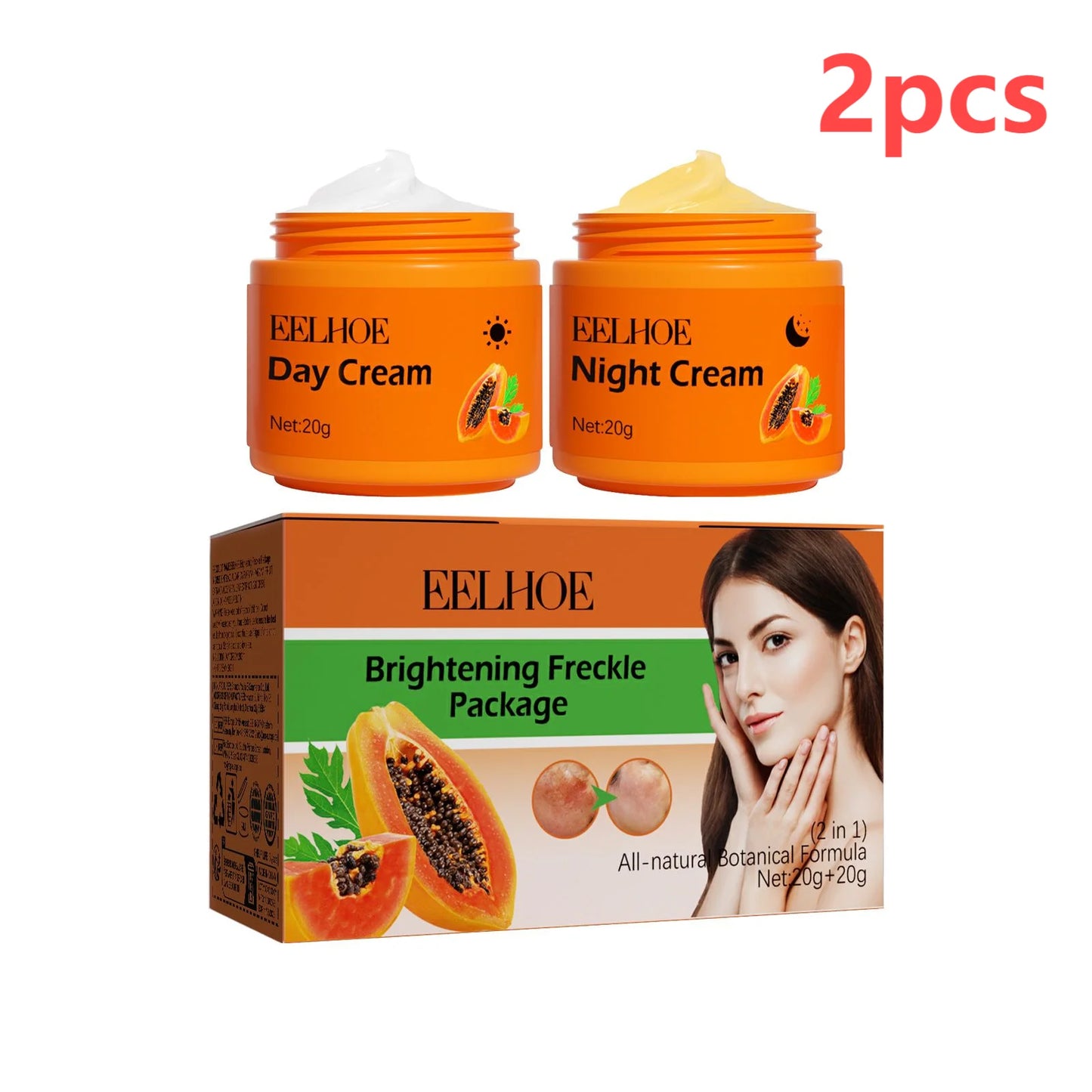 EELHOE Whitening Freckle Cream Anti Pigment Dark Spot Corrector Lighten Skin Brightening Papaya Cream Day and Night Cream 40g