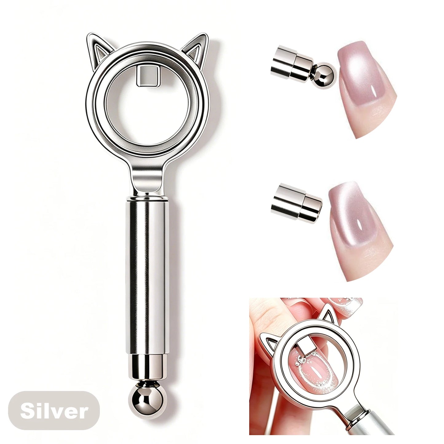 Cat Ear Shape Halo Cat Eye Nail Magnet Strong Ring Magnetic Tool for Glass Bead Side Light Nail Art DIY Magnetic Gel Manicure