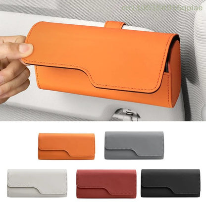 （Summer4）Sunglass Holder For Car Visor, Leather Auto Eyeglasses Sun Visor Organizer Case With Hidden Magnetic Closure