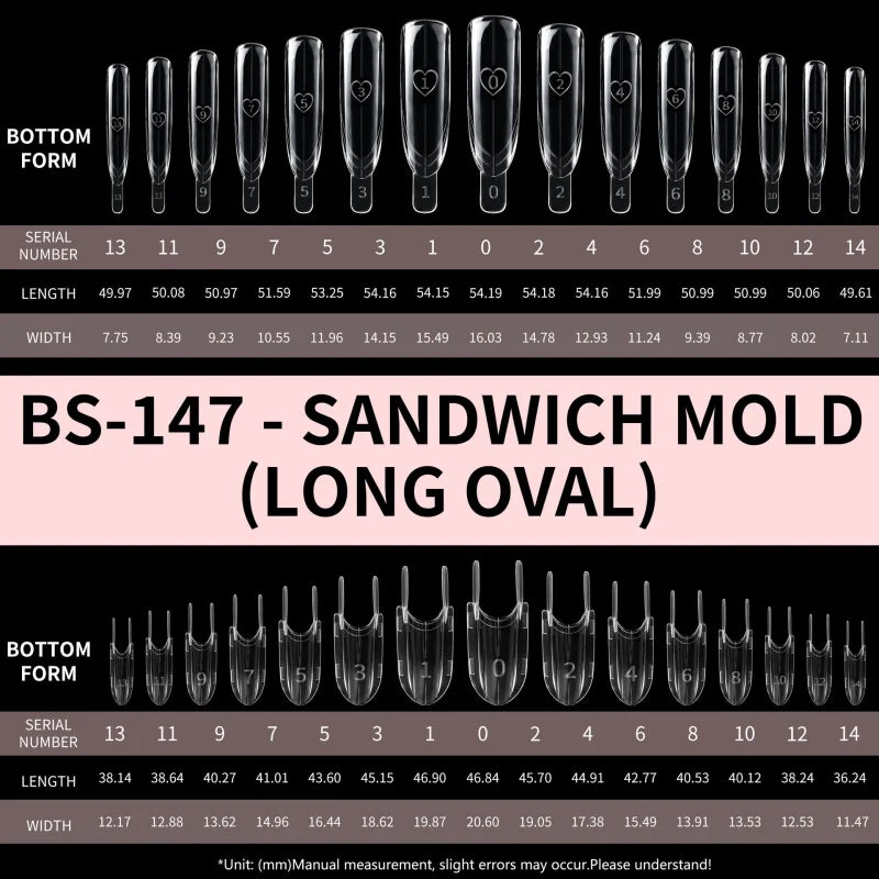 2026 New Sandwich Dual Nail Forms 120pcs Rocket Shape Full Cover Top & Bottom Mold For Nail Art Extension Manicure Kit D