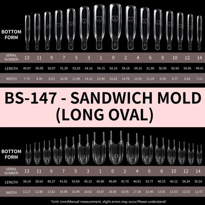2026 New Sandwich Dual Nail Forms 120pcs Rocket Shape Full Cover Top & Bottom Mold For Nail Art Extension Manicure Kit D