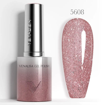 1pc Venalisa 10ml Nail Gel Polish Kit with Soft Texture Round Brush Hema/TPO Free Soak off Sparkle Cat Eye Lacquer Color Palett