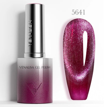 1pc Venalisa 10ml Nail Gel Polish Kit with Soft Texture Round Brush Hema/TPO Free Soak off Sparkle Cat Eye Lacquer Color Palett