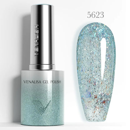 1pc Venalisa 10ml Nail Gel Polish Kit with Soft Texture Round Brush Hema/TPO Free Soak off Sparkle Cat Eye Lacquer Color Palett