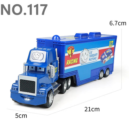 Pixar Cars Truck Anime Figure Sage VanDerSpin Model Car 1/55 Die Casting Container Trucks Racing Toys Children's Birthday Gifts
