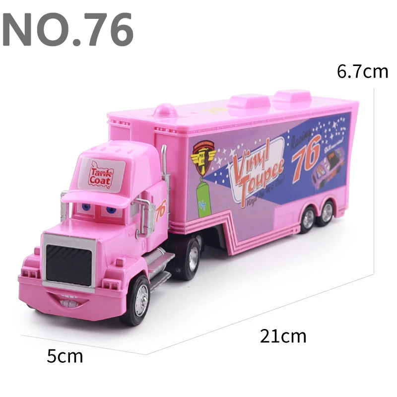Pixar Cars Truck Anime Figure Sage VanDerSpin Model Car 1/55 Die Casting Container Trucks Racing Toys Children's Birthday Gifts