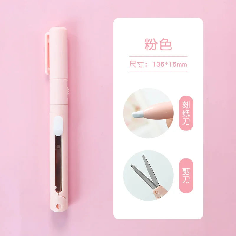 Mini Portable Pen Shape Scissors Creative Safe Folding Scissors DIY Multifunction Paper-Cutting Art Tool School Office Supplies