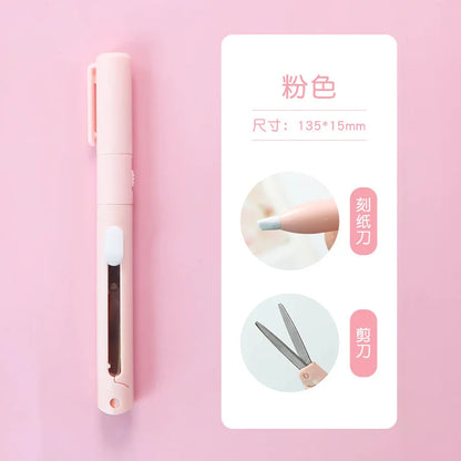 Mini Portable Pen Shape Scissors Creative Safe Folding Scissors DIY Multifunction Paper-Cutting Art Tool School Office Supplies