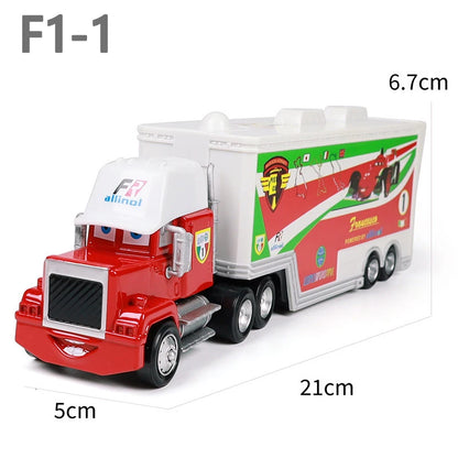 Pixar Cars Truck Anime Figure Sage VanDerSpin Model Car 1/55 Die Casting Container Trucks Racing Toys Children's Birthday Gifts