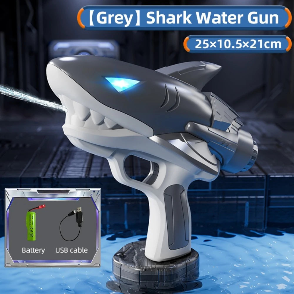 Summer Pool Water Games Toys Automatic Continuous Fire Luminous Water Gun Shark Electric Water Gun Toy for Children Gift