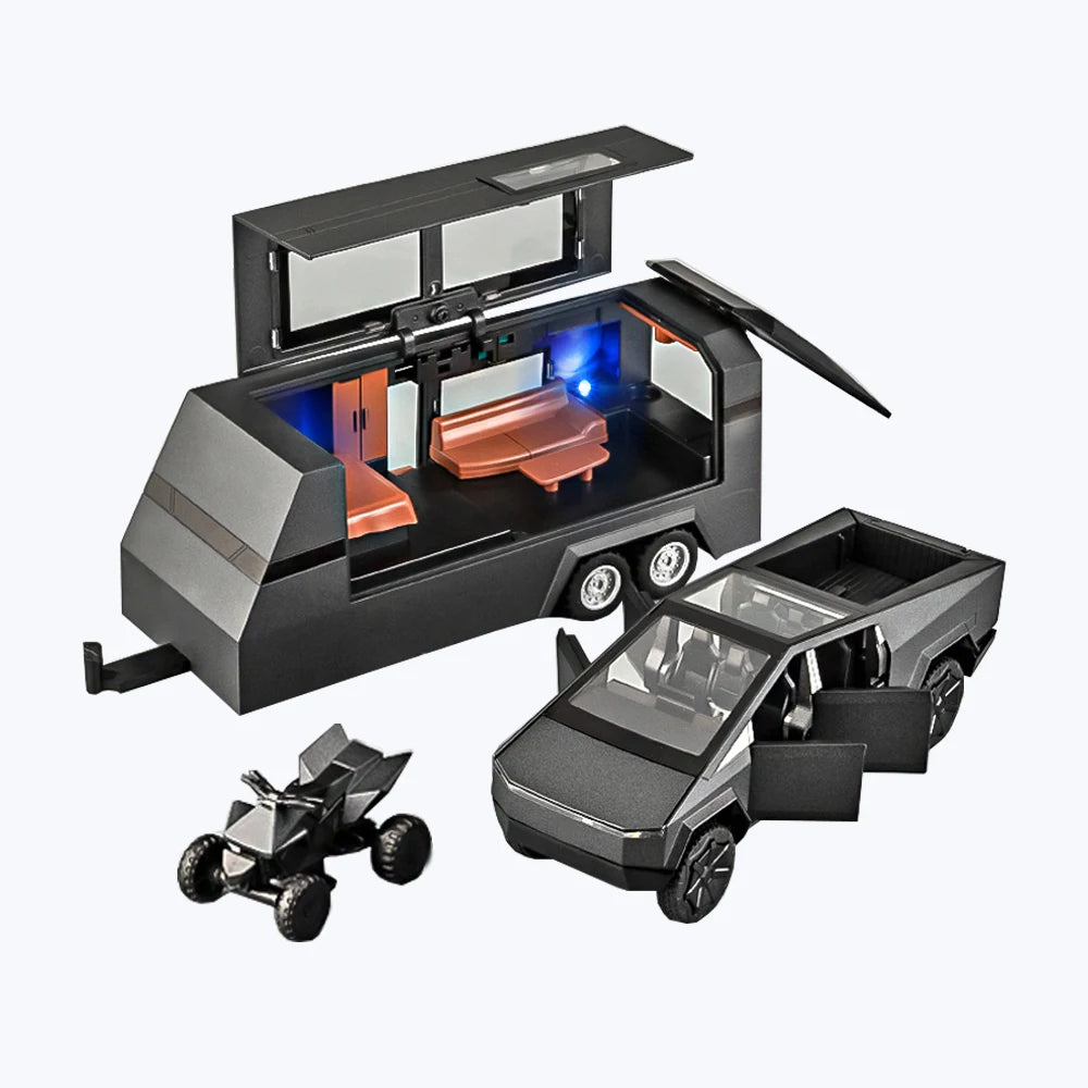 1:32 Simulated Pickup Truck Model Sound And Light Pull-Back Toy Car Metal Camper Van Boys Collection Ornaments Gift