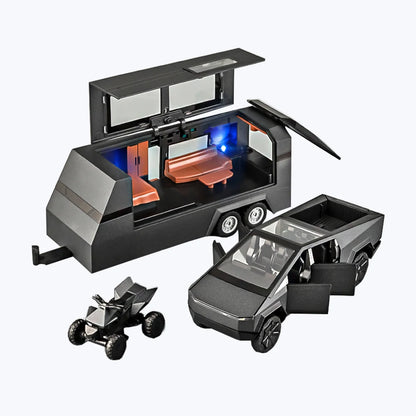 1:32 Simulated Pickup Truck Model Sound And Light Pull-Back Toy Car Metal Camper Van Boys Collection Ornaments Gift