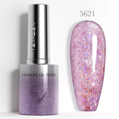 1pc Venalisa 10ml Nail Gel Polish Kit with Soft Texture Round Brush Hema/TPO Free Soak off Sparkle Cat Eye Lacquer Color Palett