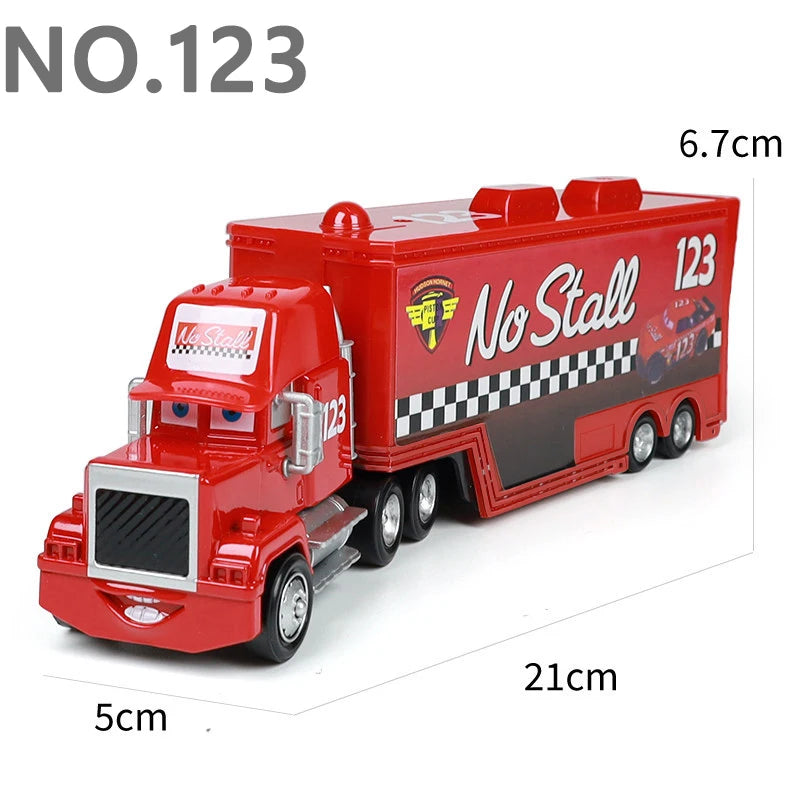Pixar Cars Truck Anime Figure Sage VanDerSpin Model Car 1/55 Die Casting Container Trucks Racing Toys Children's Birthday Gifts