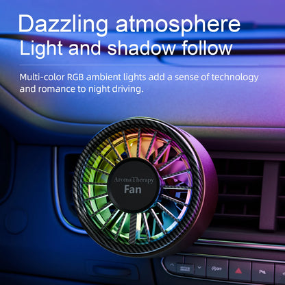 New Magnetic Car Fan Cool Colorful Lighting High Tepy-Cinterface Plug and Play When Connected to the Power Supply on the Vehicle
