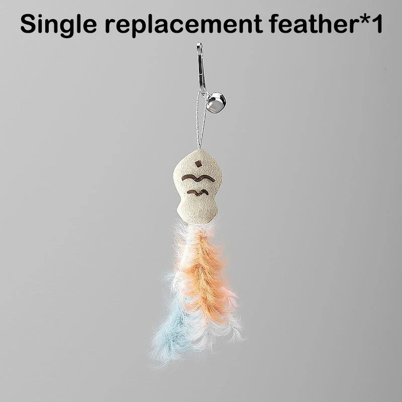Rotating Cat Teaser Wand Steel Wire Cute Cat Toy With Bell Fish Interactive Bite Resistant Durable Self Amusing Pet Toy For Cats