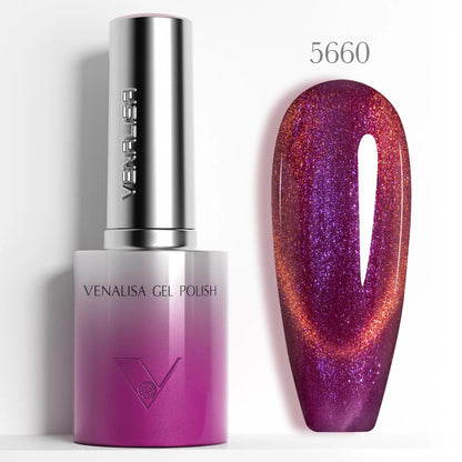 1pc Venalisa 10ml Nail Gel Polish Kit with Soft Texture Round Brush Hema/TPO Free Soak off Sparkle Cat Eye Lacquer Color Palett