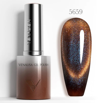 1pc Venalisa 10ml Nail Gel Polish Kit with Soft Texture Round Brush Hema/TPO Free Soak off Sparkle Cat Eye Lacquer Color Palett