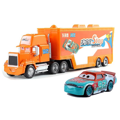 Disney Pixar Cars Number Truck No. 36, 43, 79,82 Lightning McQueen Container Truck Set 1/55 Ratio Die Casting Model Car Toy Gift