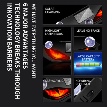 1pc Universal LED Car Demon Eye Light Solar-powered Flashing Warning Light Dynamic Decorative Lamp Safety Vehicle Signal Lights