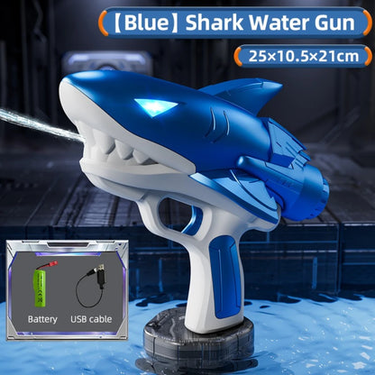 Summer Pool Water Games Toys Automatic Continuous Fire Luminous Water Gun Shark Electric Water Gun Toy for Children Gift