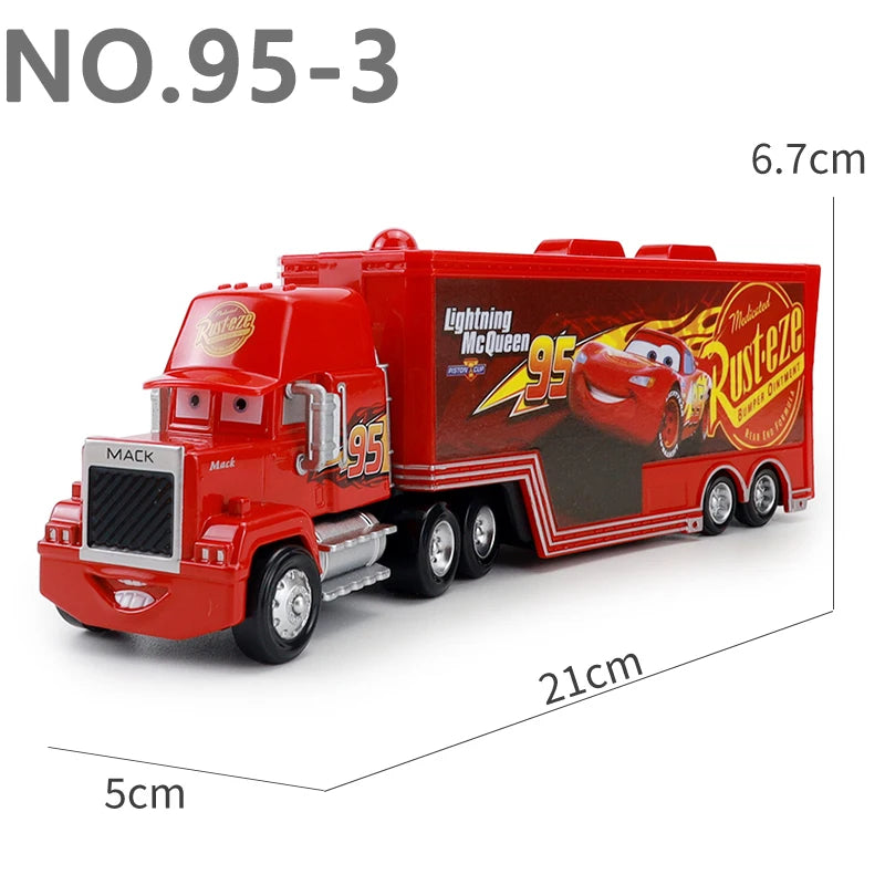 Pixar Cars Truck Anime Figure Sage VanDerSpin Model Car 1/55 Die Casting Container Trucks Racing Toys Children's Birthday Gifts