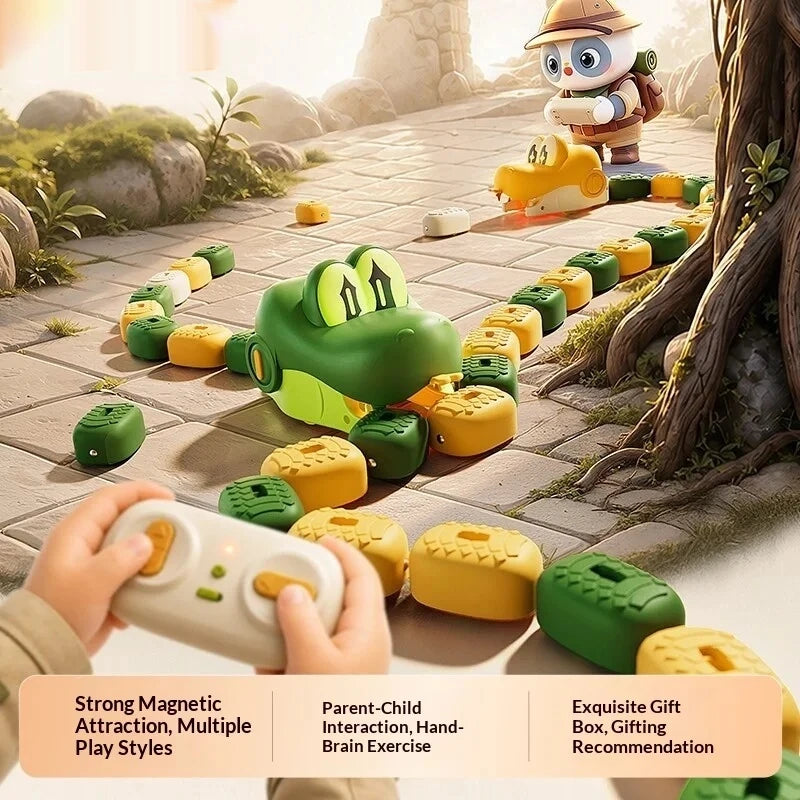 Magnetic RC Greedy Snake Car 2 Players Battle Interactive Toy with Energy Beans Rechargeable Remote Control Car for Boys Gift