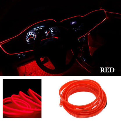 1M/2M/3M/5M Car Interior Led Decorative Lamp EL Wiring Neon Strip For Auto DIY Flexible Ambient Light Party Atmosphere Diode USB