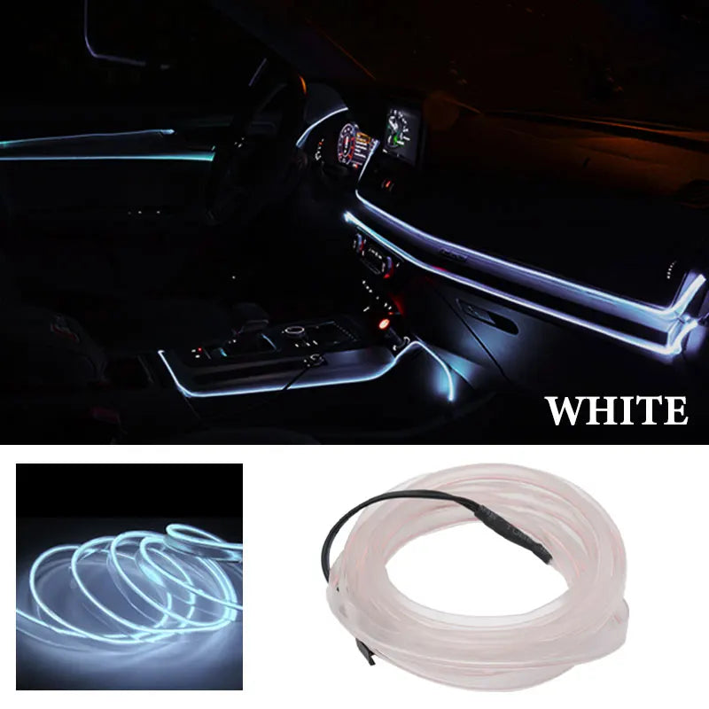 1M/2M/3M/5M Car Interior Led Decorative Lamp EL Wiring Neon Strip For Auto DIY Flexible Ambient Light Party Atmosphere Diode USB