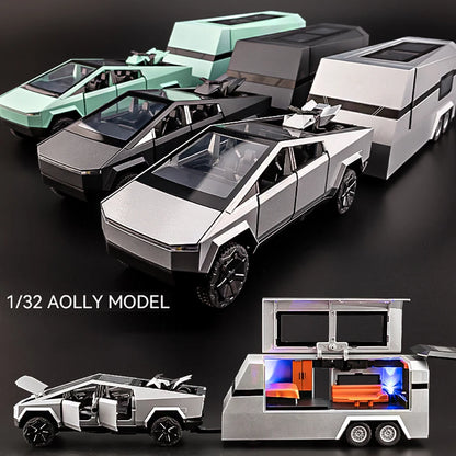 1:32 Simulated Pickup Truck Model Sound And Light Pull-Back Toy Car Metal Camper Van Boys Collection Ornaments Gift