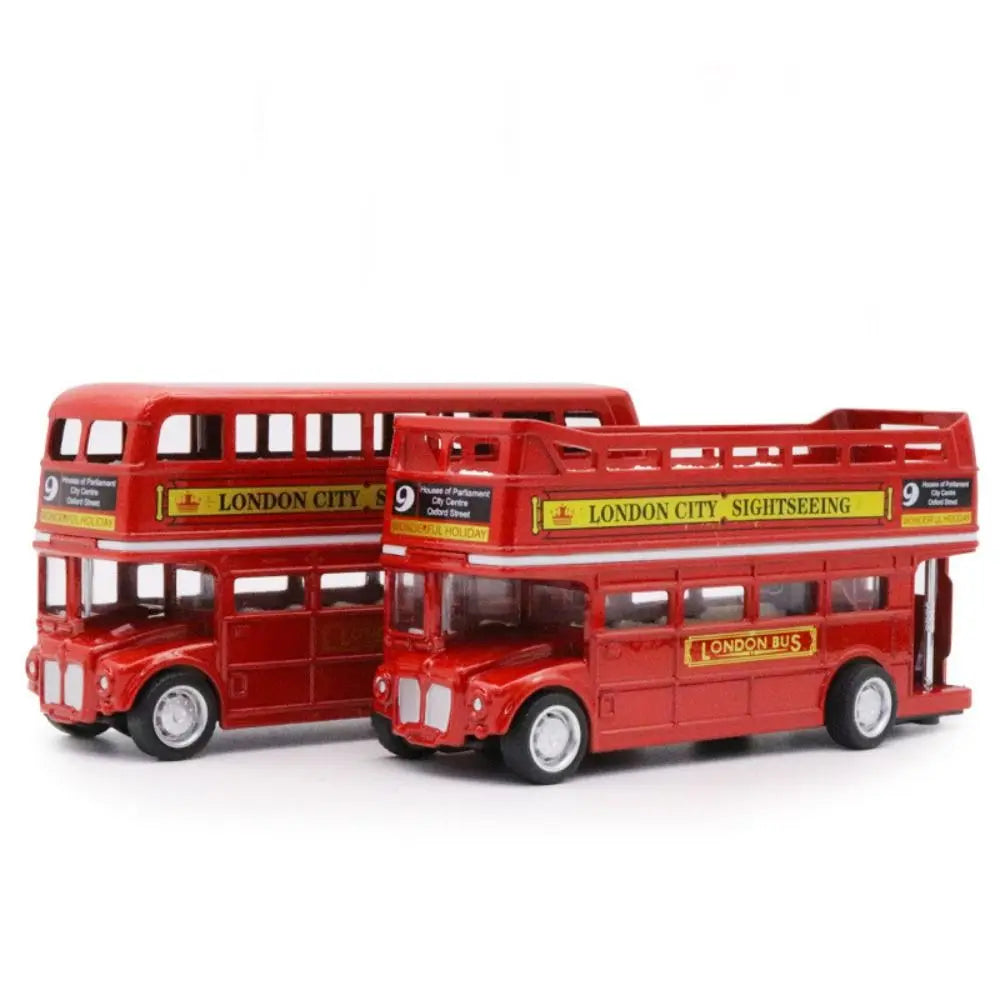 Double Decker Bus Car Model Simulation British Europe Travel Bus Model Alloy Vintage Pull Back Vehicle Children Gift