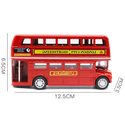 Double Decker Bus Car Model Simulation British Europe Travel Bus Model Alloy Vintage Pull Back Vehicle Children Gift