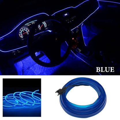 1M/2M/3M/5M Car Interior Led Decorative Lamp EL Wiring Neon Strip For Auto DIY Flexible Ambient Light Party Atmosphere Diode USB
