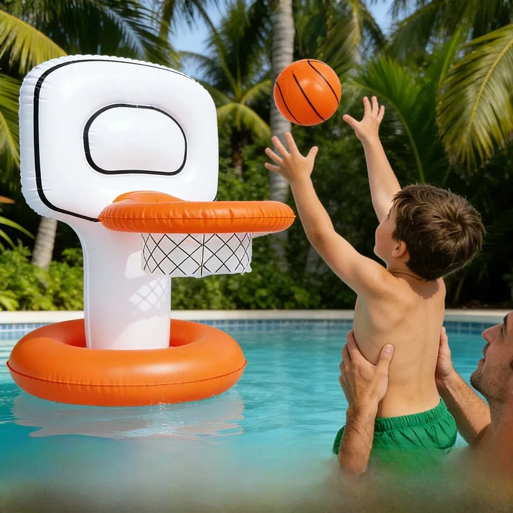 Inflatable Water Basketball Hoop Pool Floating Shooting Game Toy Kids Summer Outdoor Party Play Water Throw Game