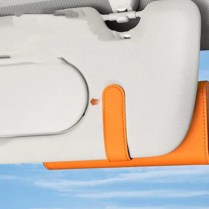 （Summer4）Sunglass Holder For Car Visor, Leather Auto Eyeglasses Sun Visor Organizer Case With Hidden Magnetic Closure