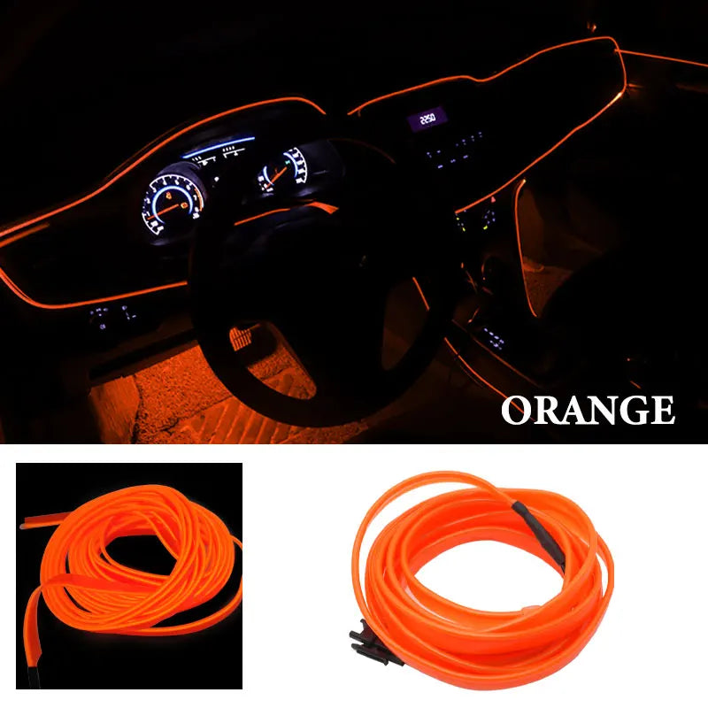 1M/2M/3M/5M Car Interior Led Decorative Lamp EL Wiring Neon Strip For Auto DIY Flexible Ambient Light Party Atmosphere Diode USB