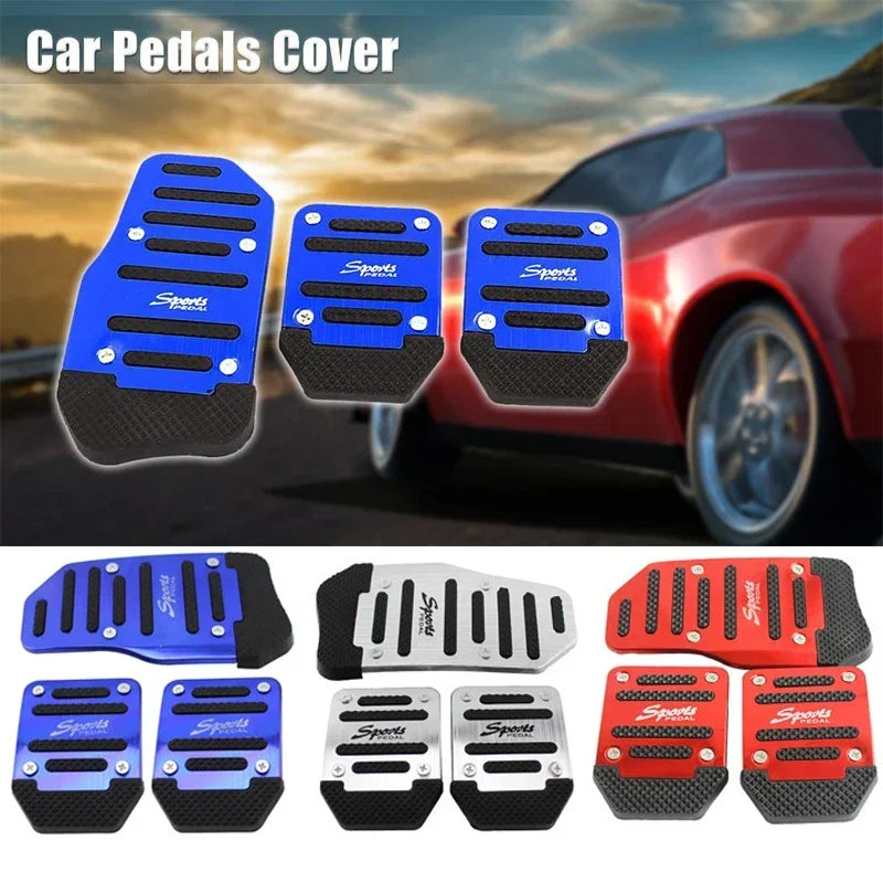 New 2Pcs/3Pcs/set Universal Non-Slip Aluminum Manual Transmission Car Pedal Cover Set Kit Pedali Red/Blue/Silver Car Accessories