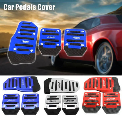 New 2Pcs/3Pcs/set Universal Non-Slip Aluminum Manual Transmission Car Pedal Cover Set Kit Pedali Red/Blue/Silver Car Accessories