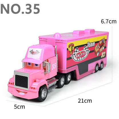 Pixar Cars Truck Anime Figure Sage VanDerSpin Model Car 1/55 Die Casting Container Trucks Racing Toys Children's Birthday Gifts