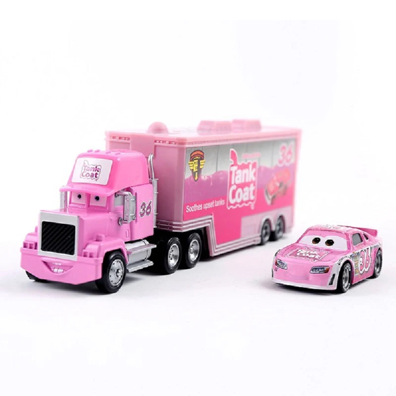 Disney Pixar Cars Number Truck No. 36, 43, 79,82 Lightning McQueen Container Truck Set 1/55 Ratio Die Casting Model Car Toy Gift