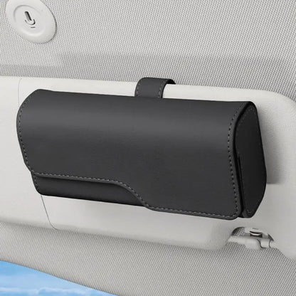 （Summer4）Sunglass Holder For Car Visor, Leather Auto Eyeglasses Sun Visor Organizer Case With Hidden Magnetic Closure