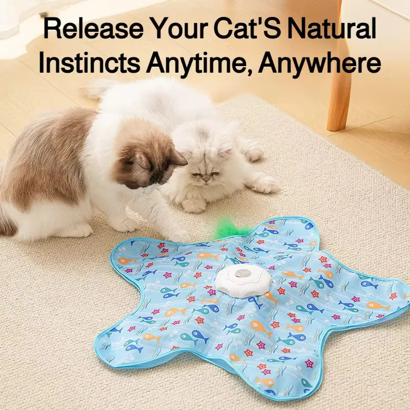 Cat Toys Interactive Hide and Seek Cat Toy with Mouse Squeaky Motion Activated Moving Concealed Feathers Kitten Teaser Toy