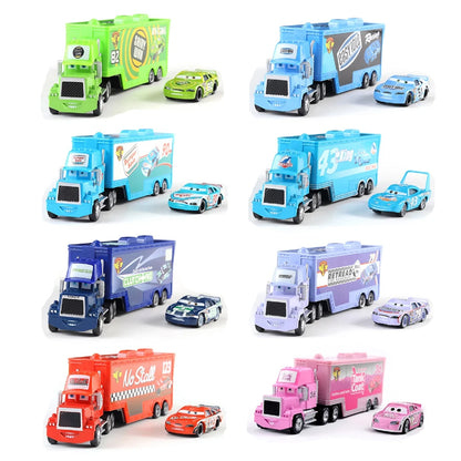 Disney Pixar Cars Number Truck No. 36, 43, 79,82 Lightning McQueen Container Truck Set 1/55 Ratio Die Casting Model Car Toy Gift