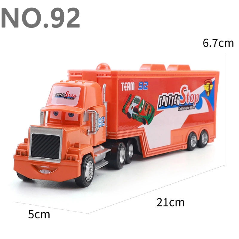 Pixar Cars Truck Anime Figure Sage VanDerSpin Model Car 1/55 Die Casting Container Trucks Racing Toys Children's Birthday Gifts
