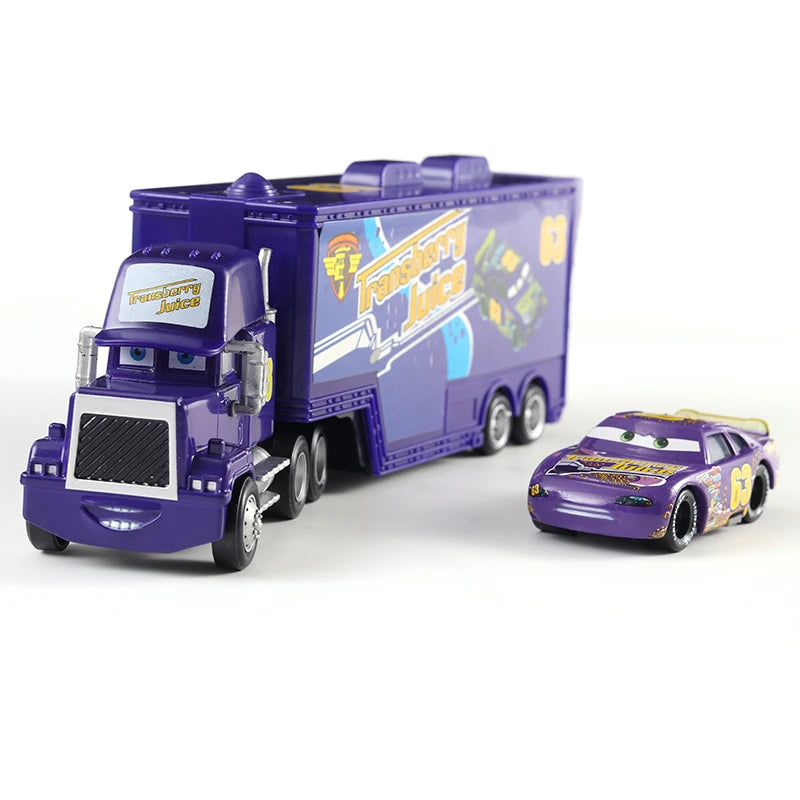 Disney Pixar Cars Number Truck No. 36, 43, 79,82 Lightning McQueen Container Truck Set 1/55 Ratio Die Casting Model Car Toy Gift