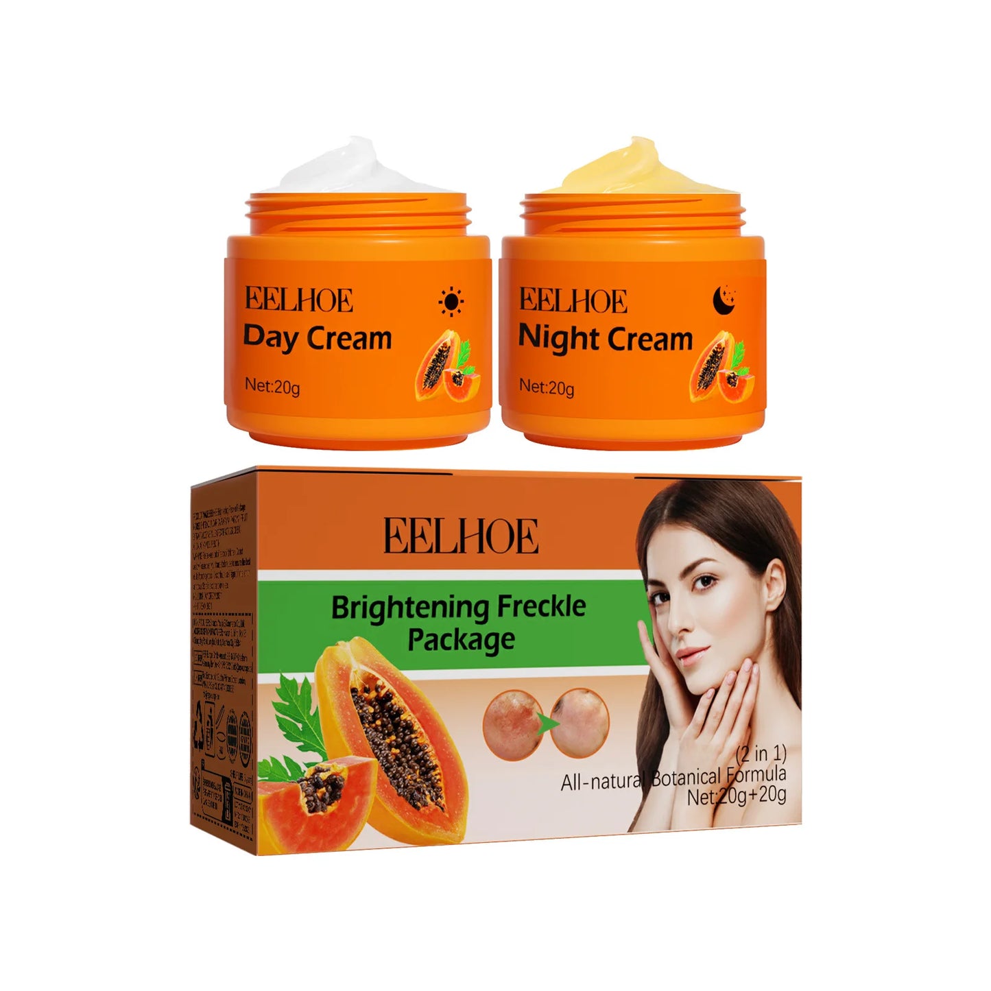 EELHOE Whitening Freckle Cream Anti Pigment Dark Spot Corrector Lighten Skin Brightening Papaya Cream Day and Night Cream 40g