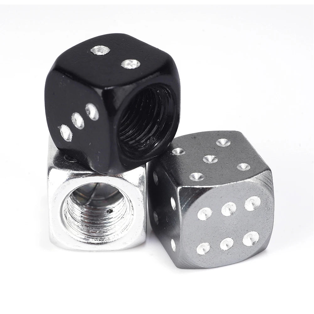 4X Dice Style Tire Valve Stem Caps Car Nipple Caps Stems Covers Tyre Air Valve Dustproof Wheel Cap For Cars Motorcycles Bicycle