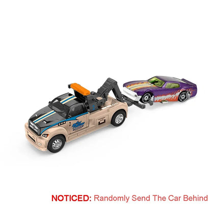 Scale 1:64 Container Alloy Trailer Model Toy Car Diecast Metal Movable Joint Pull Back Rescue Engineering Vehicles Gifts for Kid
